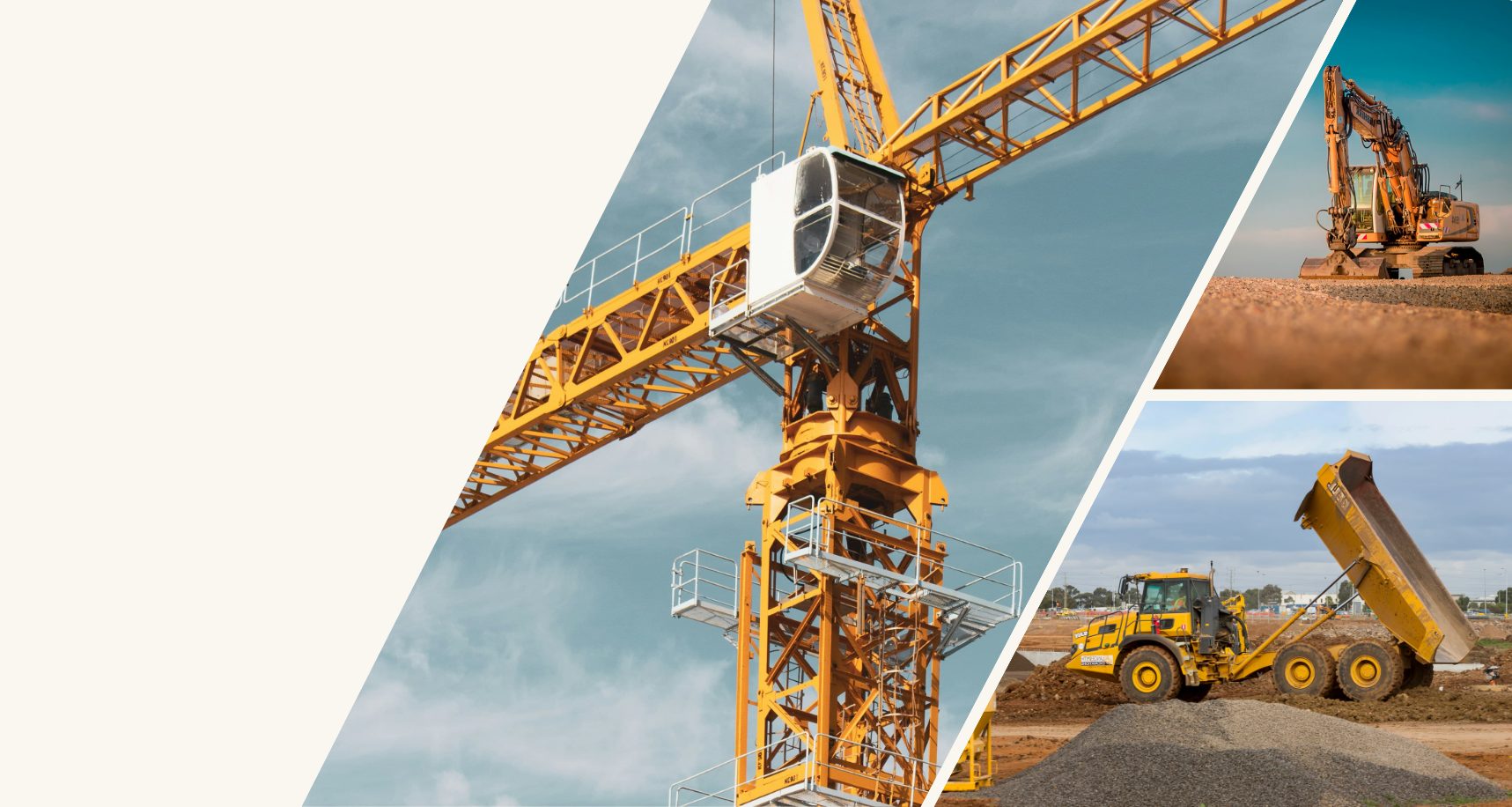Utilaje pentru construcții finanțate prin leasing: macara turn, excavator și autobasculantă