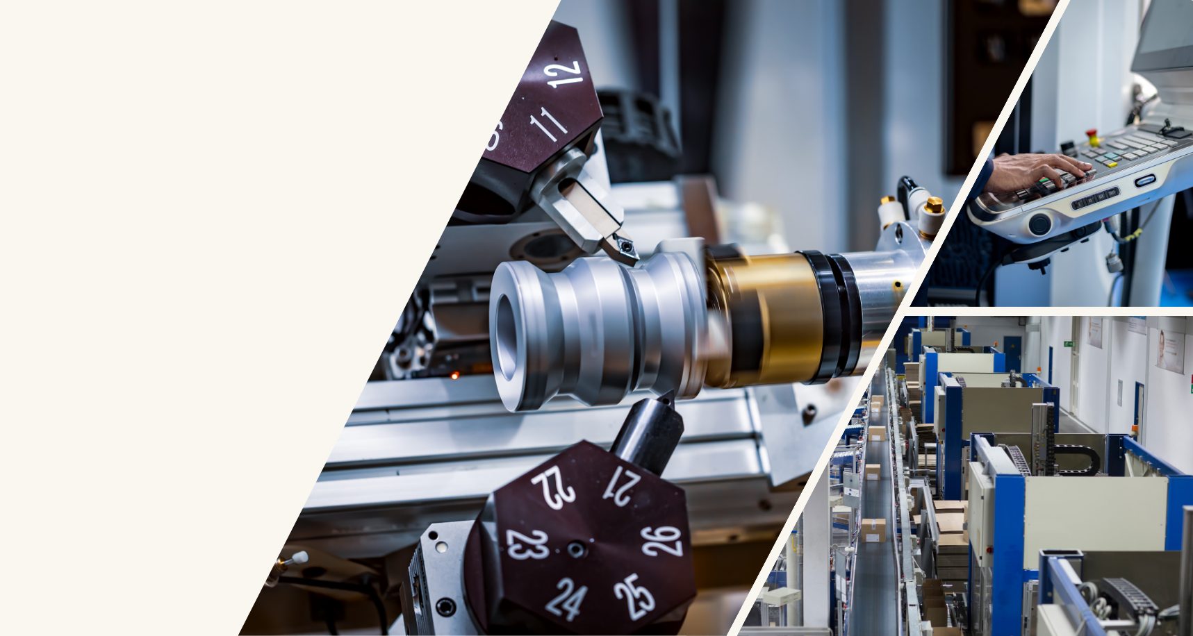 Colaj cu utilaj CNC, operator și linie automatizată de producție pentru echipamente industriale